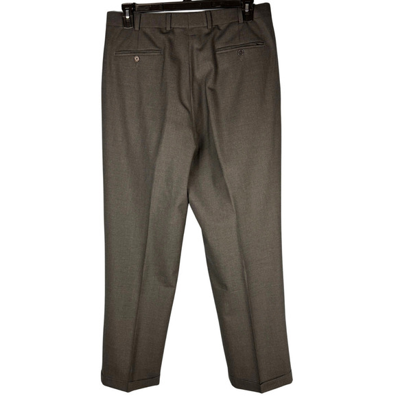 Brooks Brothers 346 Mens Stretch Wool Blend Pleated Cuffed Dress Pants Sz 36x31 - Picture 2 of 7